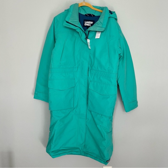 NEW NWT Lands End Stadium Squall Winter Coat Seafoam Teal Turquoise Size L - Picture 1 of 9